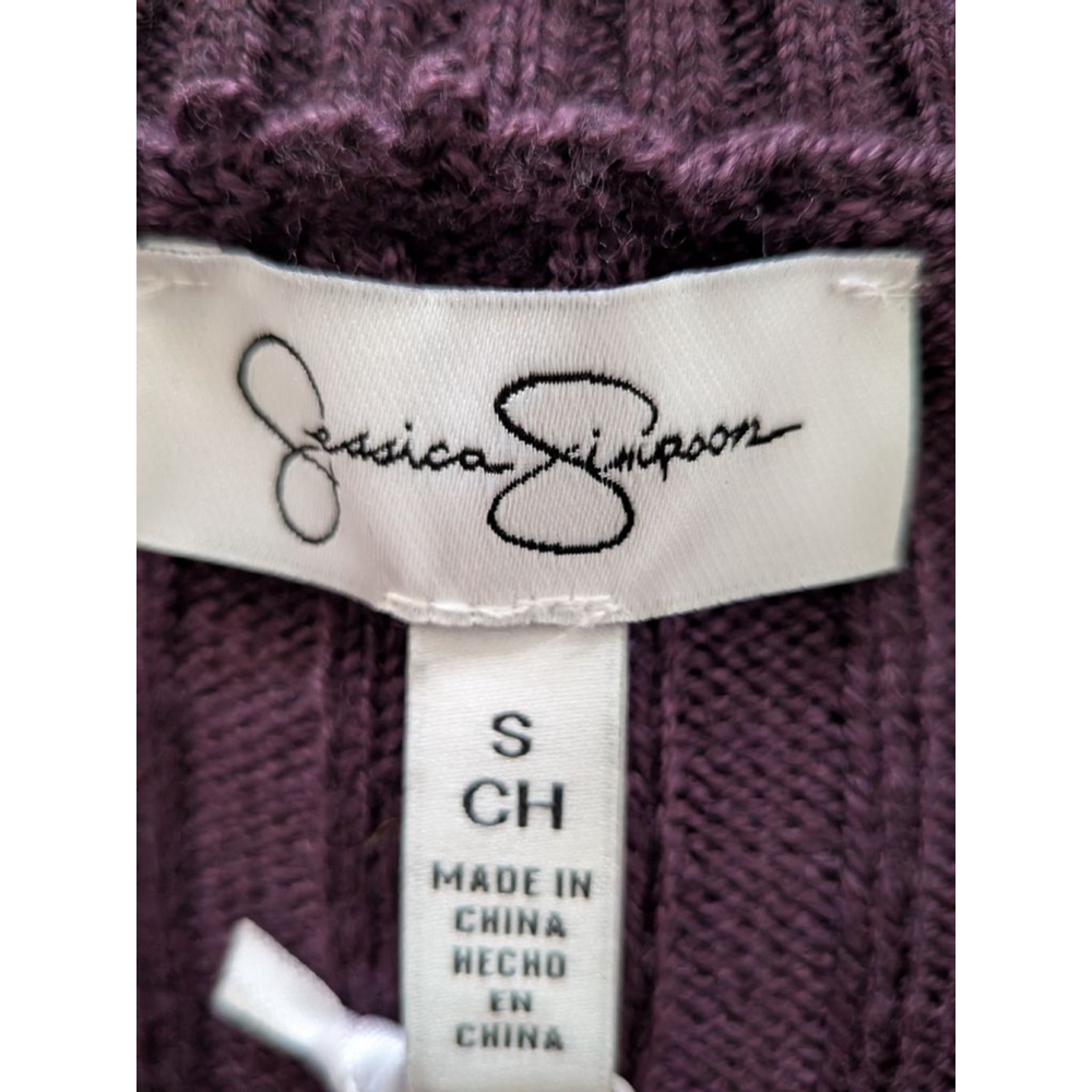 Women's Jessica Simpson Purple Ribbed Crew Neck Sweater S - Picture 4 of 5